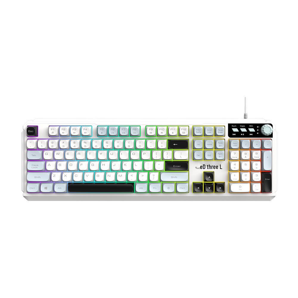 101-Key Wired Silent Gaming Keyboard with Numeric Keypad, Volume Knob, and Lighting Effects
