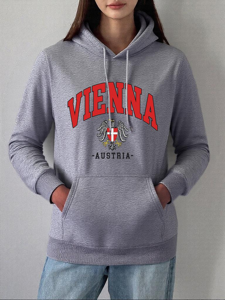 Vienna Austria Badge Prints Hoodie Women Comfortable Loose Pullover Casual Soft Sweatshirt Winter Fleece Warm Womans Clothes