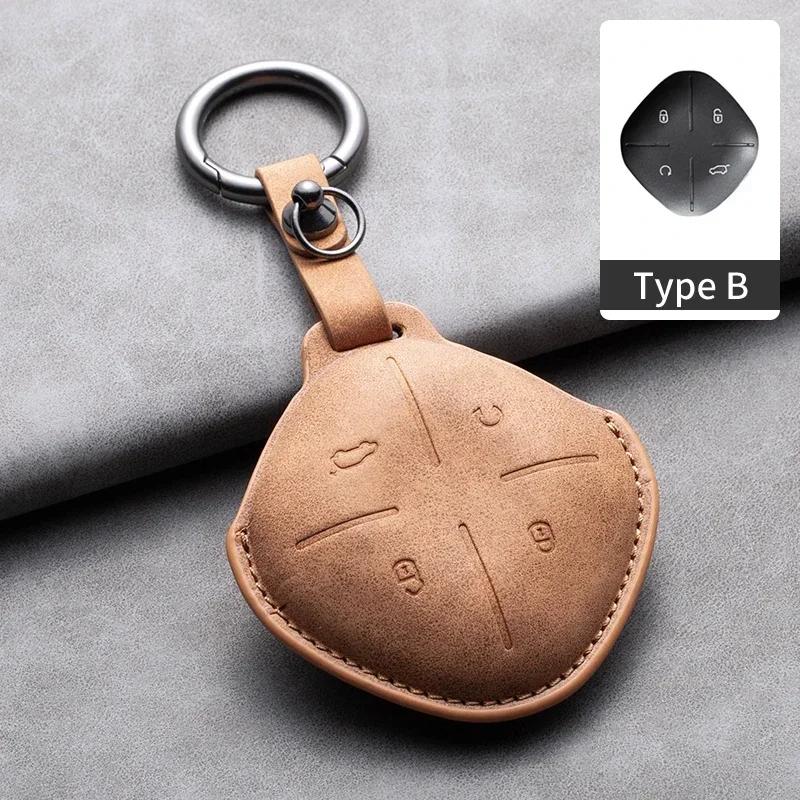 4 Buttons Leather Car Remote Key Case Cover for Chery Jetour Traveller 2025 2025 Auto Key Shell Fob Protector Holder Keychain