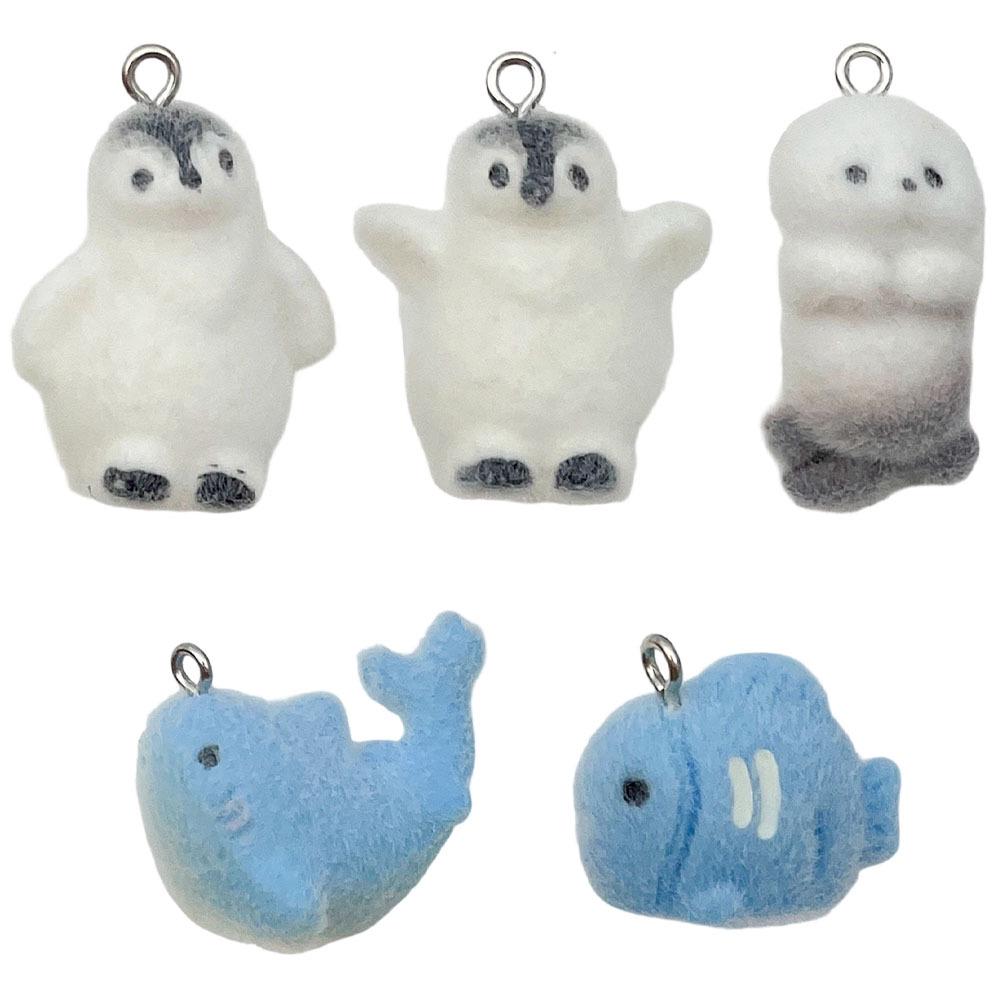 3D Resin Animal Flocked Figurine Ornaments: DIY Keychains, Bag Charms & Phone Lanyards