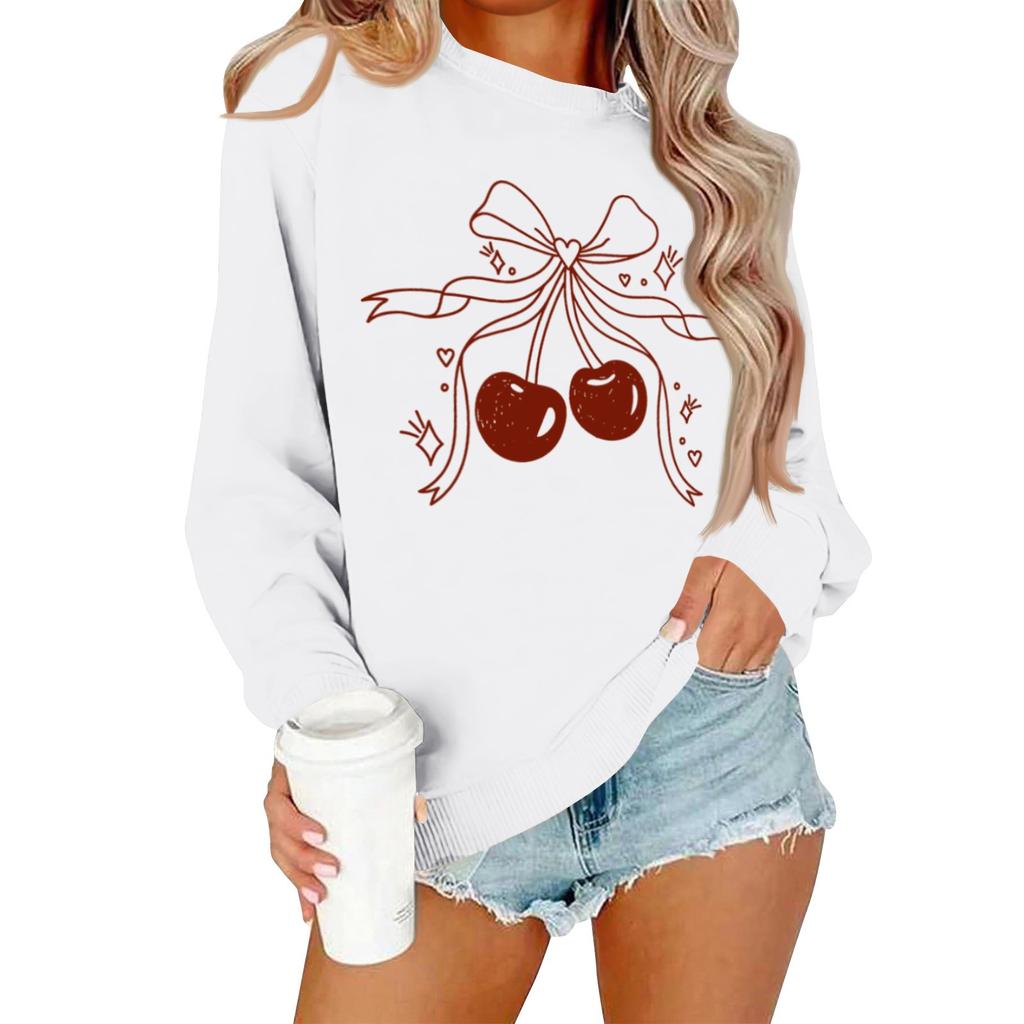 Women's Casual Fashion Print Long Sleeve O-Neck Pullover Top Blouse