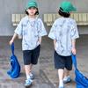 Boys' short sleeved T-shirt set summer clothes 2026 new children's two-piece set summer mid to large children's short sleeved top trend