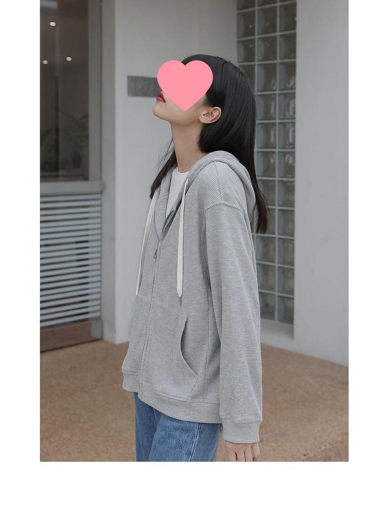 Damen Waffel Hoodie - Dünne Kapuzenjacke mit langen Ärmeln für Frühling/Herbst 2026