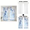 2 Pcs Elegant Blue & White Christmas Ball Sheer Curtains – Light Filtering for Living Room Bedroom Office Kitchen