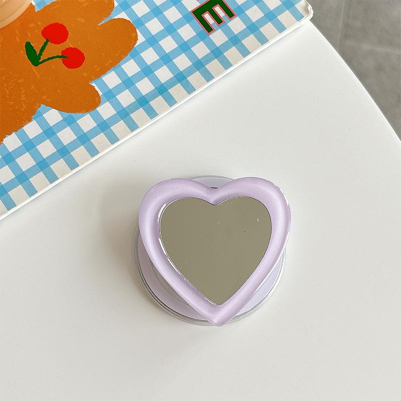 Solid Color Love Mirror Mobile Phone Holder Airbag Telescopic Folding Magnetic Suction Lazy Desktop Support Ring