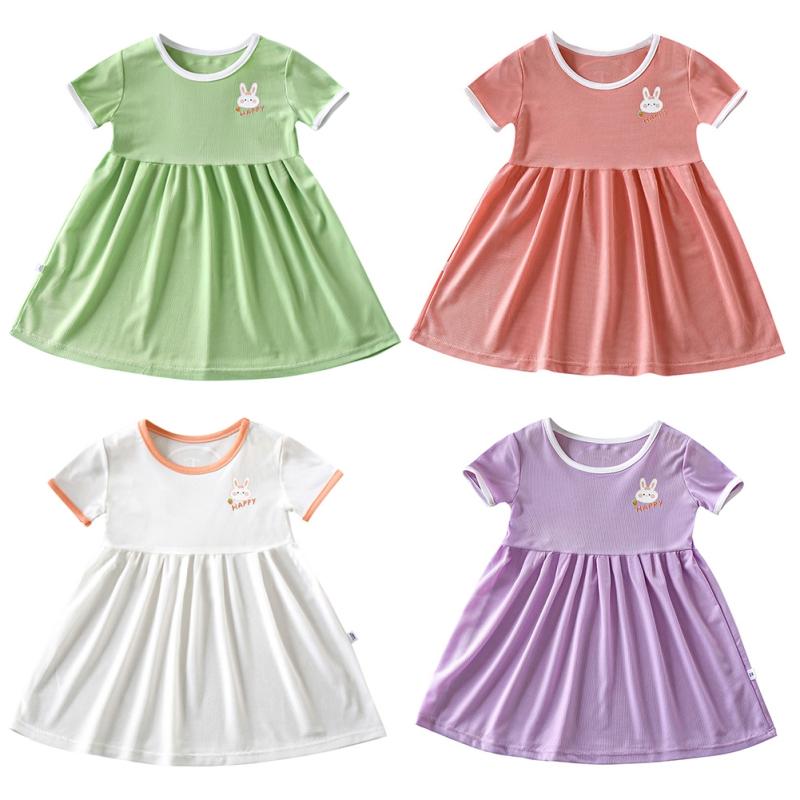 

Baby Girl s Dress Round Neck Short Sleeved Pleated Dress Kids Dress 100
