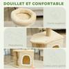 Cat Tree 66 cm Height Cat Tower with Bed Cave Platform Hanging Ball and Jute Post Beige