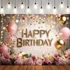 Birthday Party Background Cute Princess Birthday Photography Background Pink Balloons Golden Cake Theme Wyk