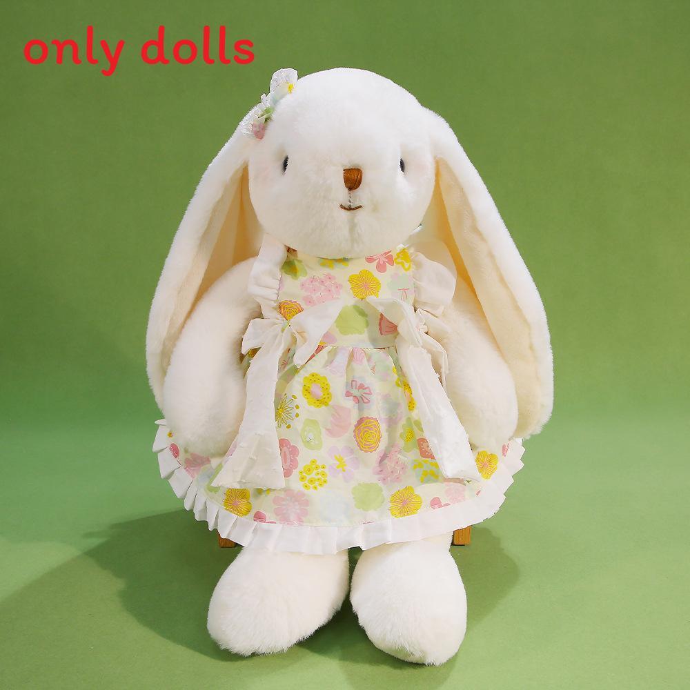 Plush Rabbit Toy With Bow And Dress Decoration Fur For Kids Birthday Gift