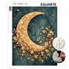 DIY Golden Moon and Pearl Flower Diamond Painting Kit. Suitable for Beginners. Elegant Home Wall Decoration. Handmade Gift.