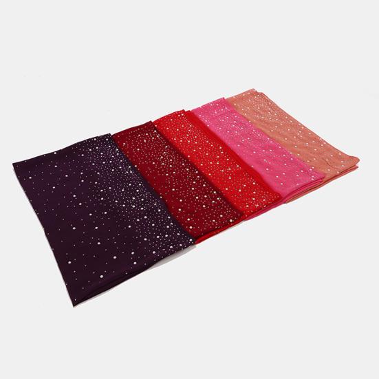 Lightweight Scarf Hot Drill Imitation Pearls Decor Headwrap Women Solid