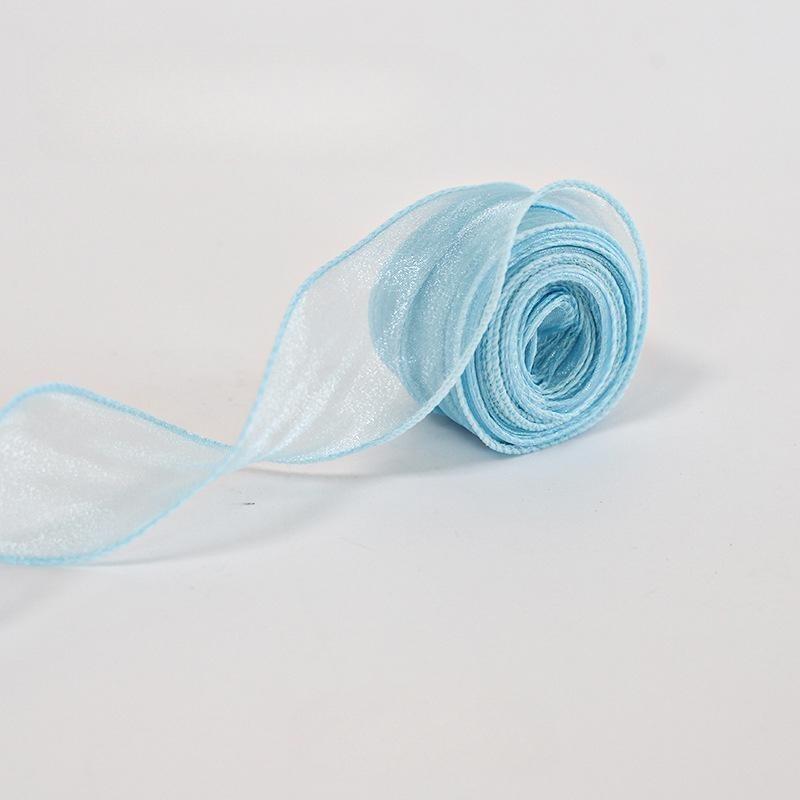 10 yards Rotolo di nastro di organza di colore pieno con bordo ondulato a coda di pesce per bouquet di fiori, regali, confezioni, decorazioni per feste di nozze