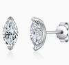 Simple Ins Style Fine Jewelry Four-Prong Earrings 925 Silver White Gold-Plated 6.0mm Round Cut Moissanite Stud Earrings for Girl