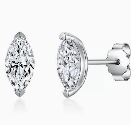 Simple Ins Style Fine Jewelry Four-Prong Earrings 925 Silver White Gold-Plated 6.0mm Round Cut Moissanite Stud Earrings for Girl