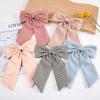 Tartan Printed Bowknot Hair Clips Girls Bow Hairgrips Lace Trim Hair Accessories Headwear