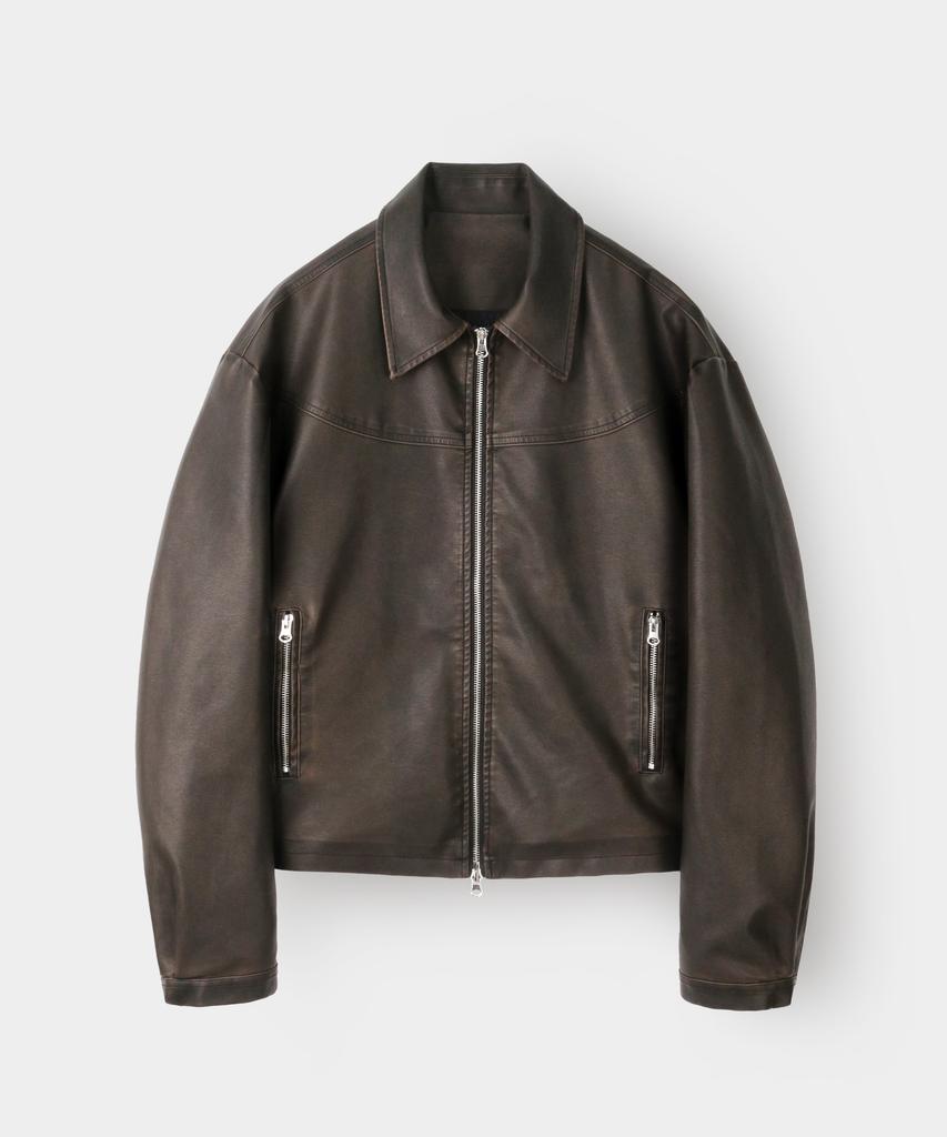 Indust Vtg Washed Leather Jacket_Brown