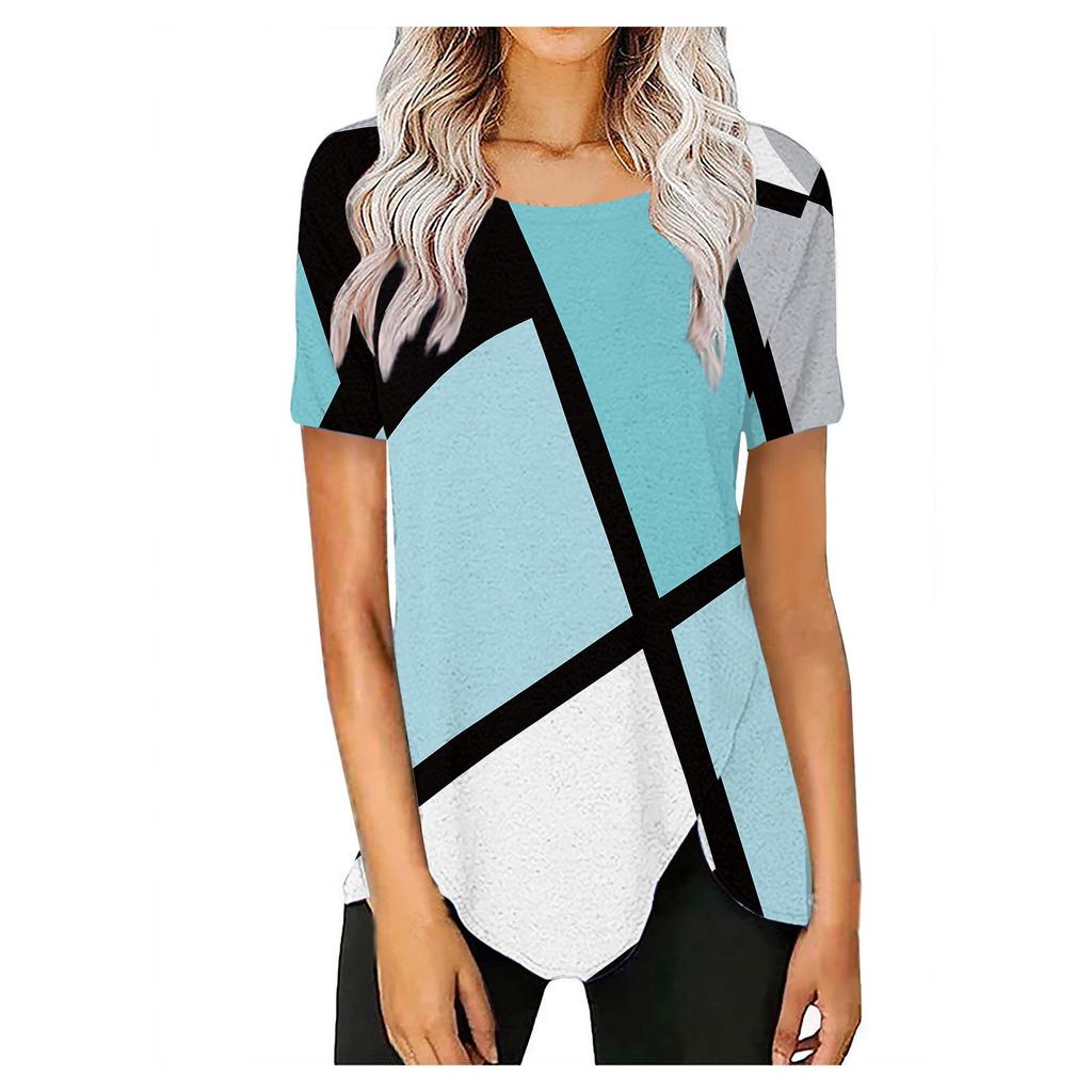 Damenmode, lässig, Temperament, Rundhalsausschnitt, lockeres bedrucktes Kurzarm-T-Shirt-Oberteil