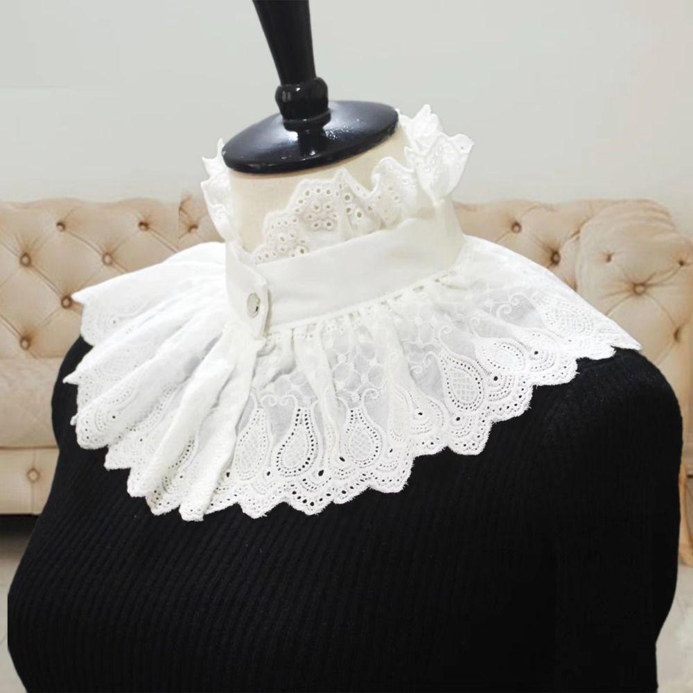 Hollow Embroidery Detachable Collar White Cotton Embroidered Stand Collar  Photograph Accessory
