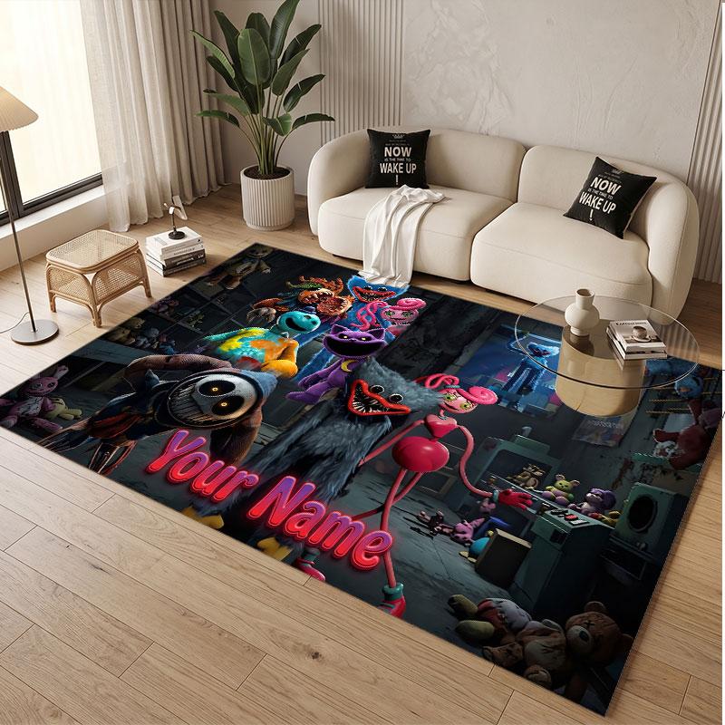 Custom Name Text Crystal Velvet Rug,Poppy Playtime Soft Plush Decorative Non Slip Floor Carpet