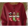 Women's Crew Neck Three‑Button Placket Color‑Block Striped Waffle Knit Loose Long Sleeve Top