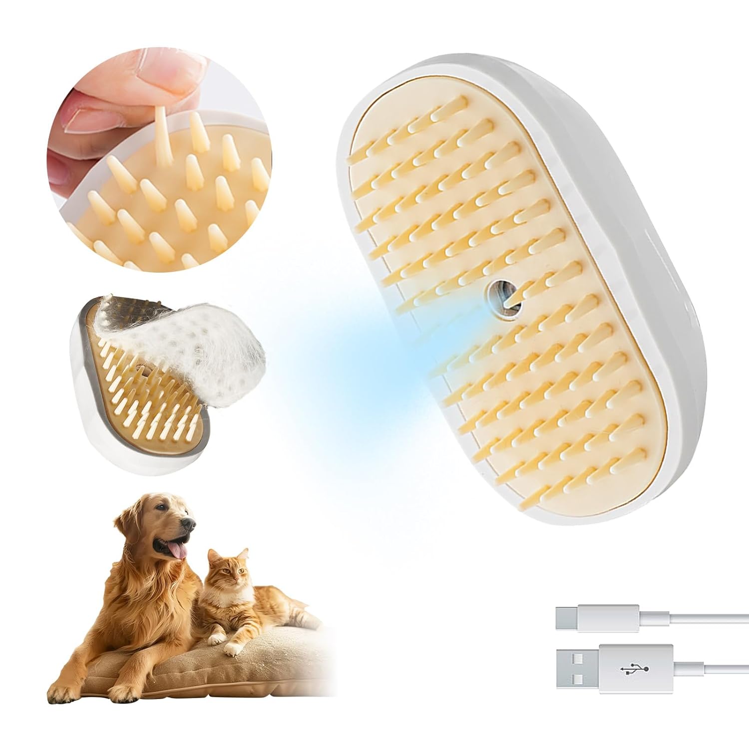 

Щетка для чистки домашних животных для удаления шерсти собак и кошек, чистки и массажа белый