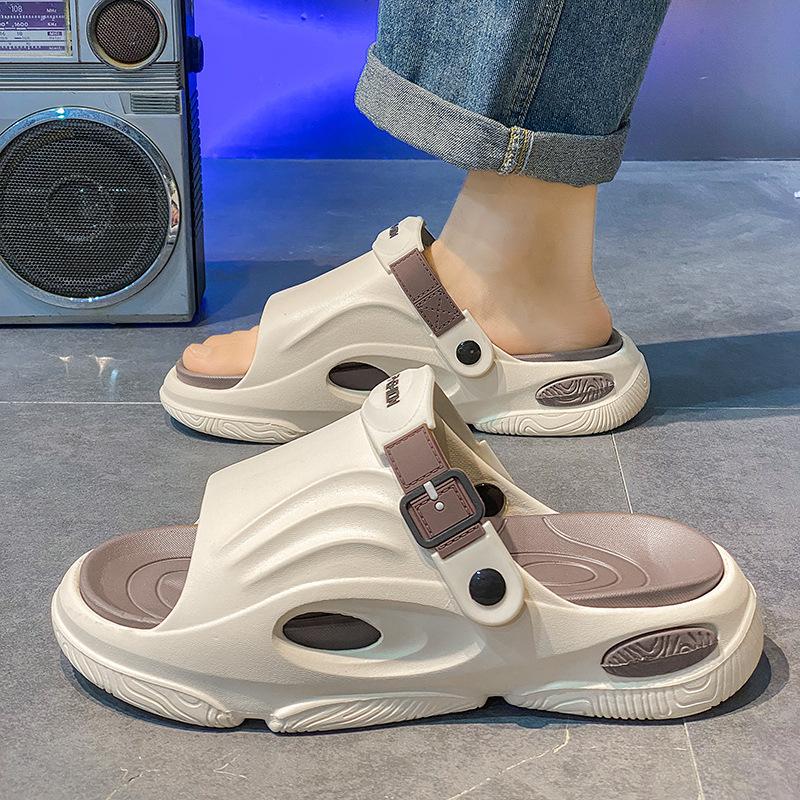 

2025 новые летние мужские тапочки на толстой подошве с противоскользящей подошвой, односложные мужские пляжные сандалии для ношения в помещении и на улице 38 бежевый