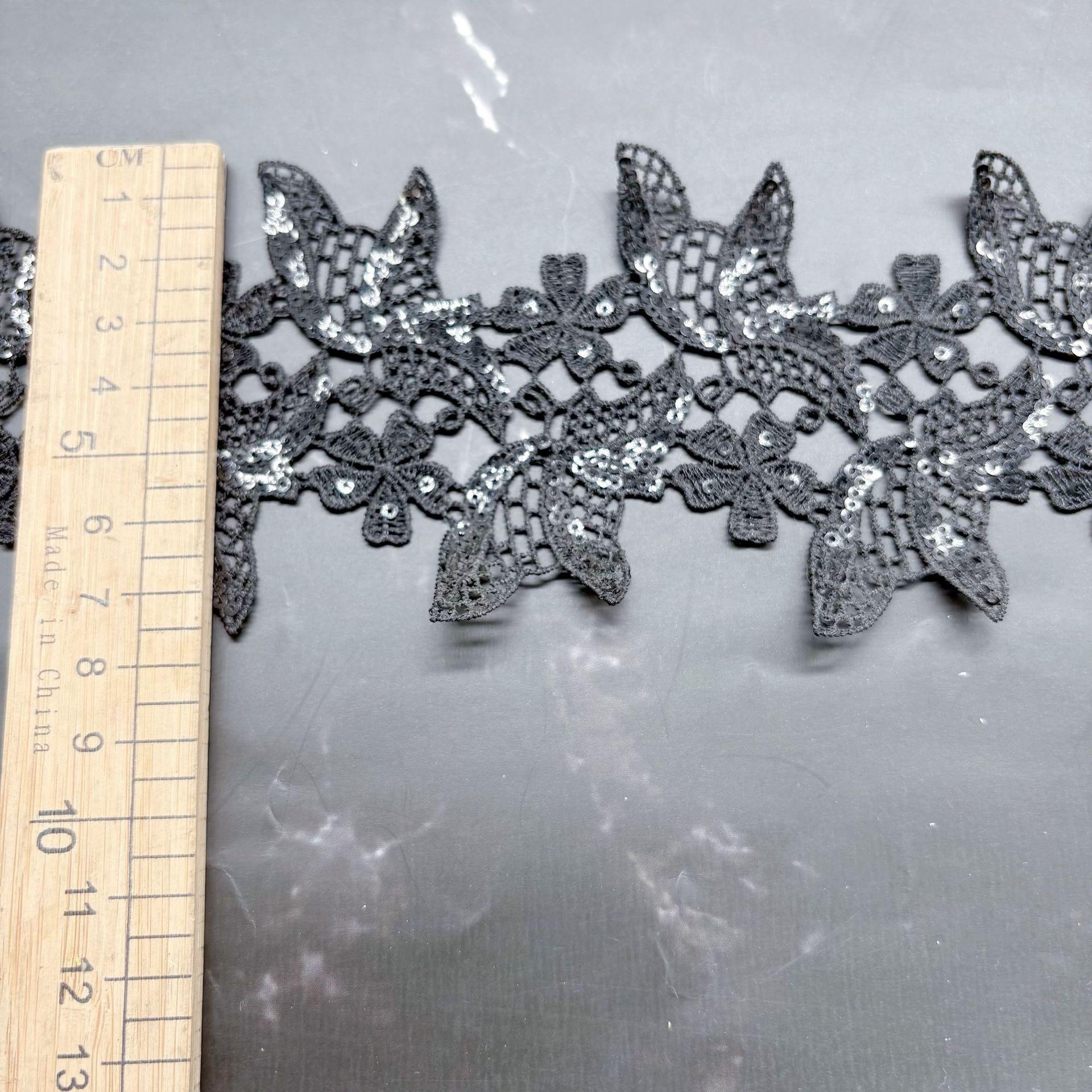 

Polyester Embroidered Lace Beads Lace Clothing Accessories Home Throw Pillow Underwear Webbing Bilateral Lace Accessories Hollow native white/width 7.5CM