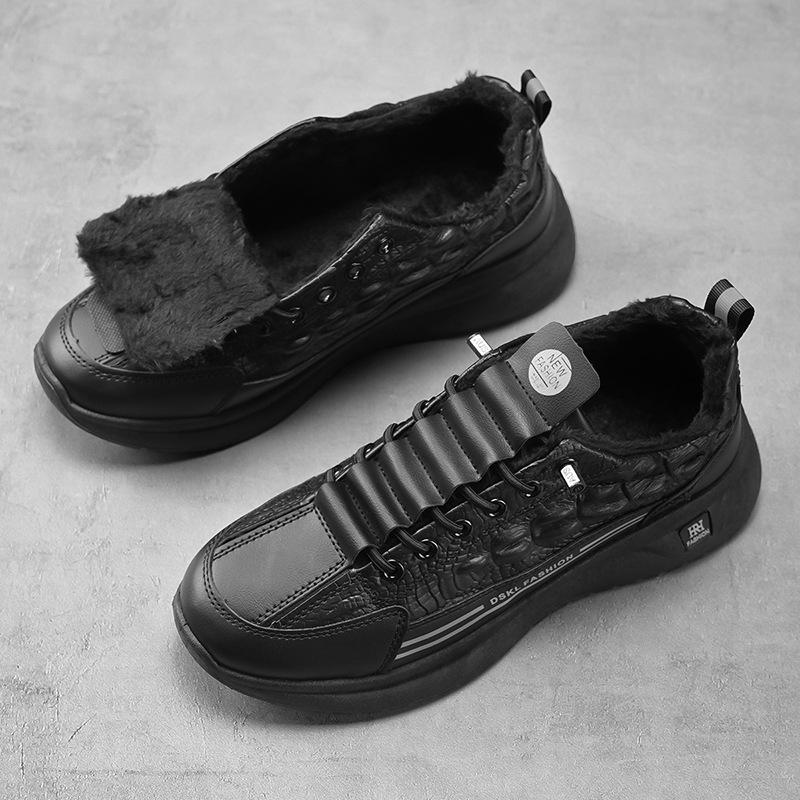 Winter new men's shoes velvet men's casual sports shoes comfortable and breathable Korean version versatile leather dad shoes