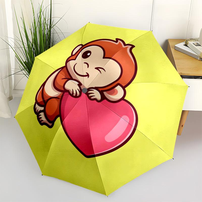 

1pc animal Umbrella Portable Folding Umbrella Iron Frame Hole Bone Structure Outdoor Home Umbrella