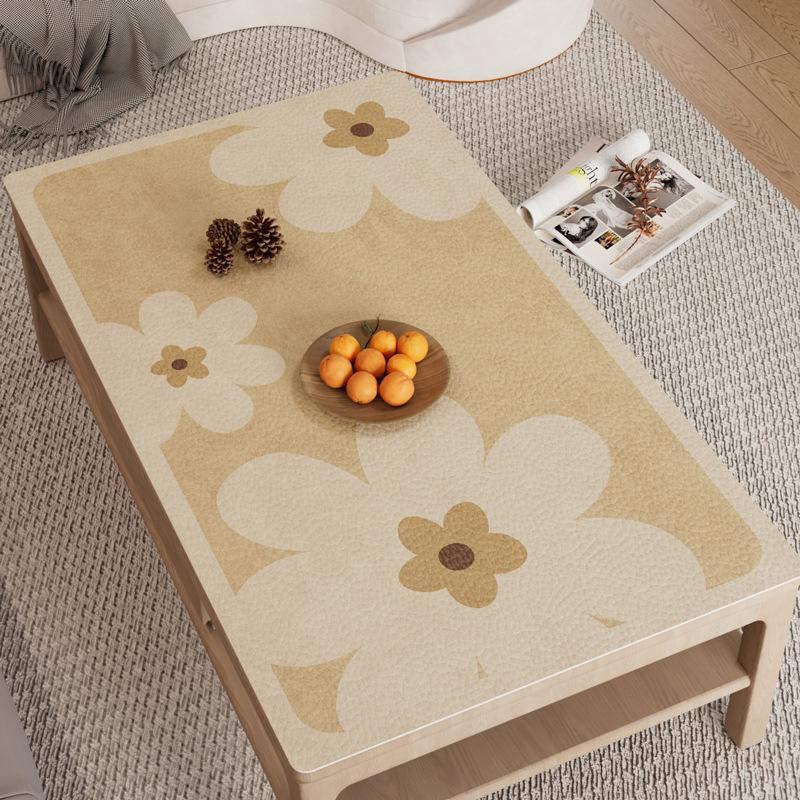 Japanese-Style Simple And Elegant Coffee Table Mat, Leave-In Waterproof And Oil-Proof Leather Table Mat, Tablecloth, Rectangular Dining Table Mat