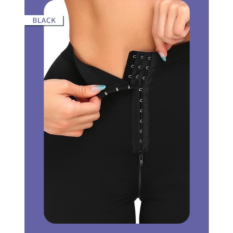 High Waist Zipper And Hook Eye Shaper Shorts With Lace Trim