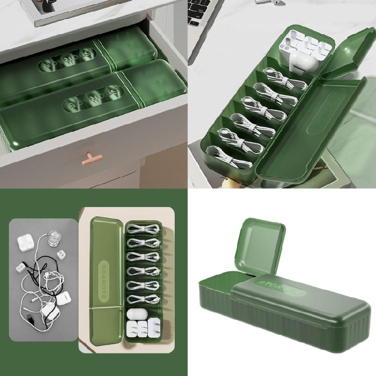 Kabelmanagement-Box Datenkabel-Aufbewahrungsbox mit staubdichtem Deckel 7 Fächer Kabel-Schnur-Aufbewahrungsbox 285x85x58mm