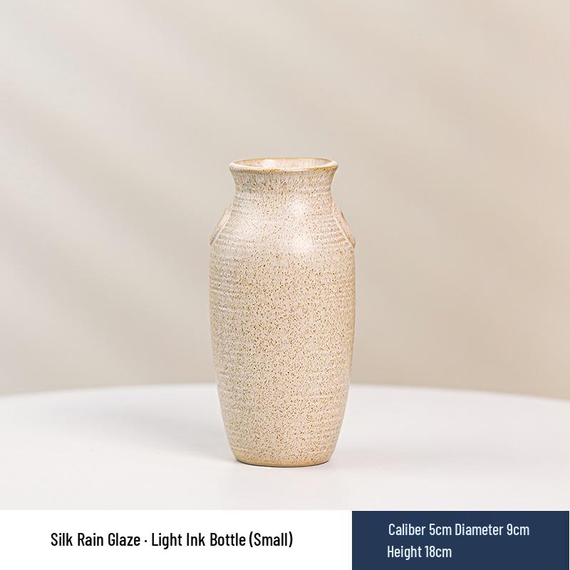 Wabi-Sabi Ceramic Vase: Elegant Hydroponic Bamboo Arrangement for Living Room & Dining Table