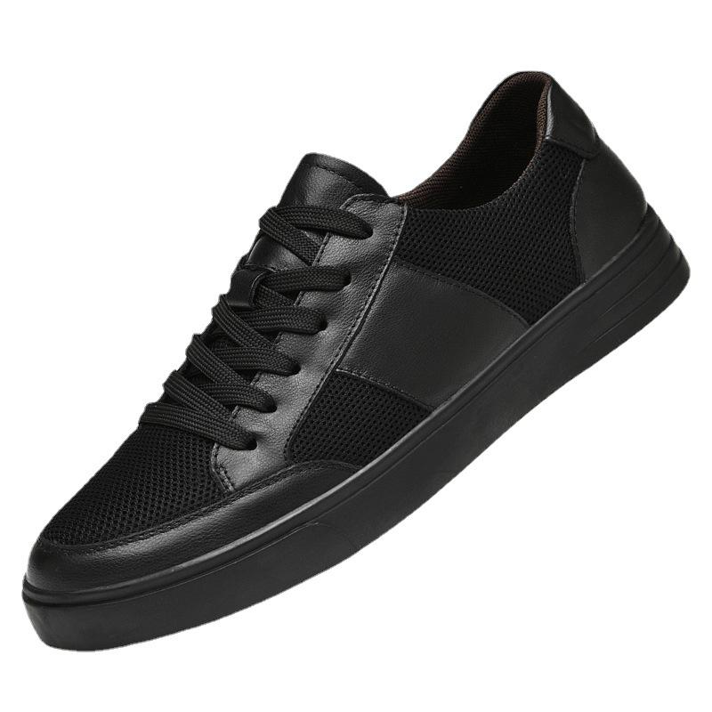 Men's Trendy Summer White Mesh Cowhide Sneakers