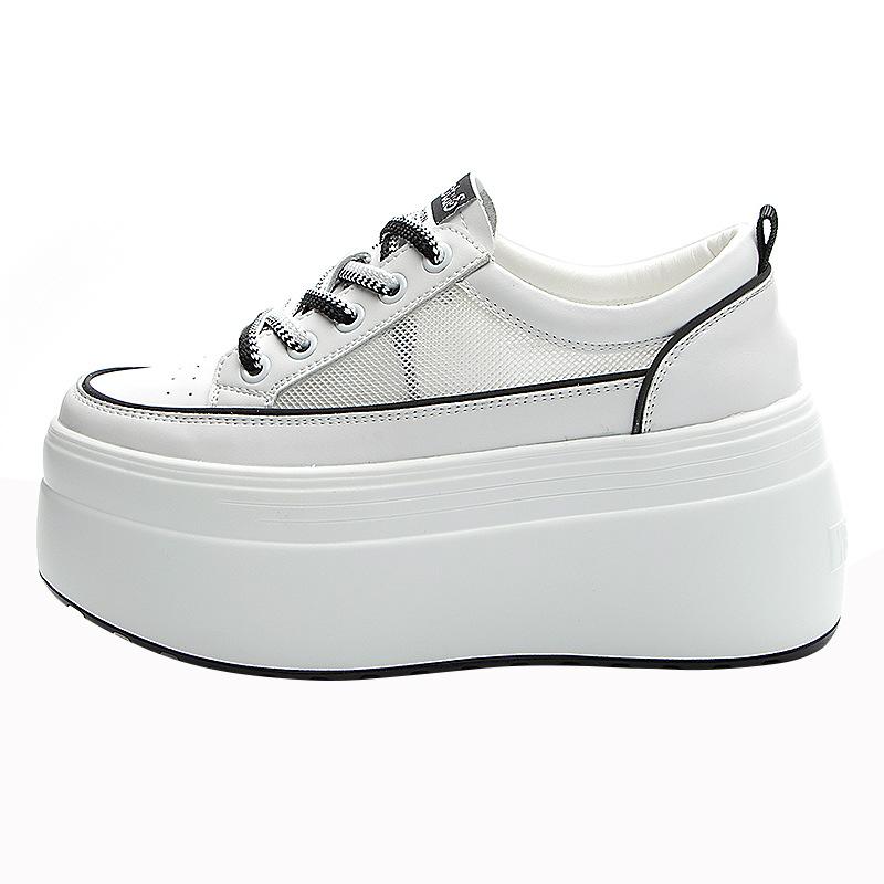 Mesh single shoes women's summer 2025 new fashion mesh breathable lace-up little white shoes thick soles increase tide spring