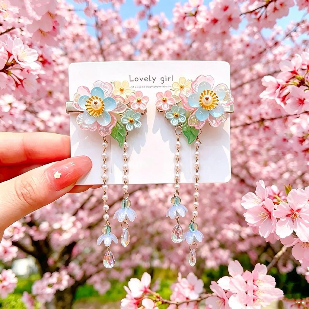 Ancient Style Princess Tassel Hair Clip for Girls - Hanfu Headdress Costume Accessory