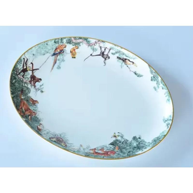 Nádobí Zvířata deštného pralesa, Jídelní talíře z kostního porcelánu, Plochý dezertní podnos, Talíř na dort, Šálek s podšálkem, Domácí kuchyňské potřeby