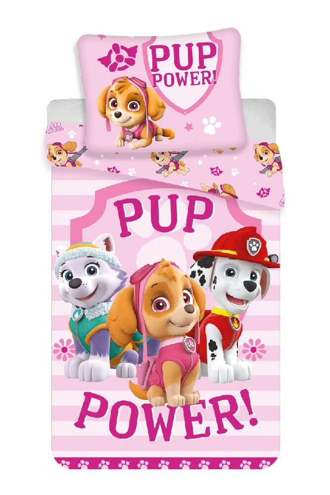 Pościel 140X200 Psi Patrol Paw 3317 Skye Everest Marshall Różowa Poszewka 70X90