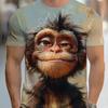 T-shirt Homme Manches Courtes Fun Singe Impression 3D Sport Séchage Rapide Respirant Mode Urbaine Extérieure Fitness Hip-hop