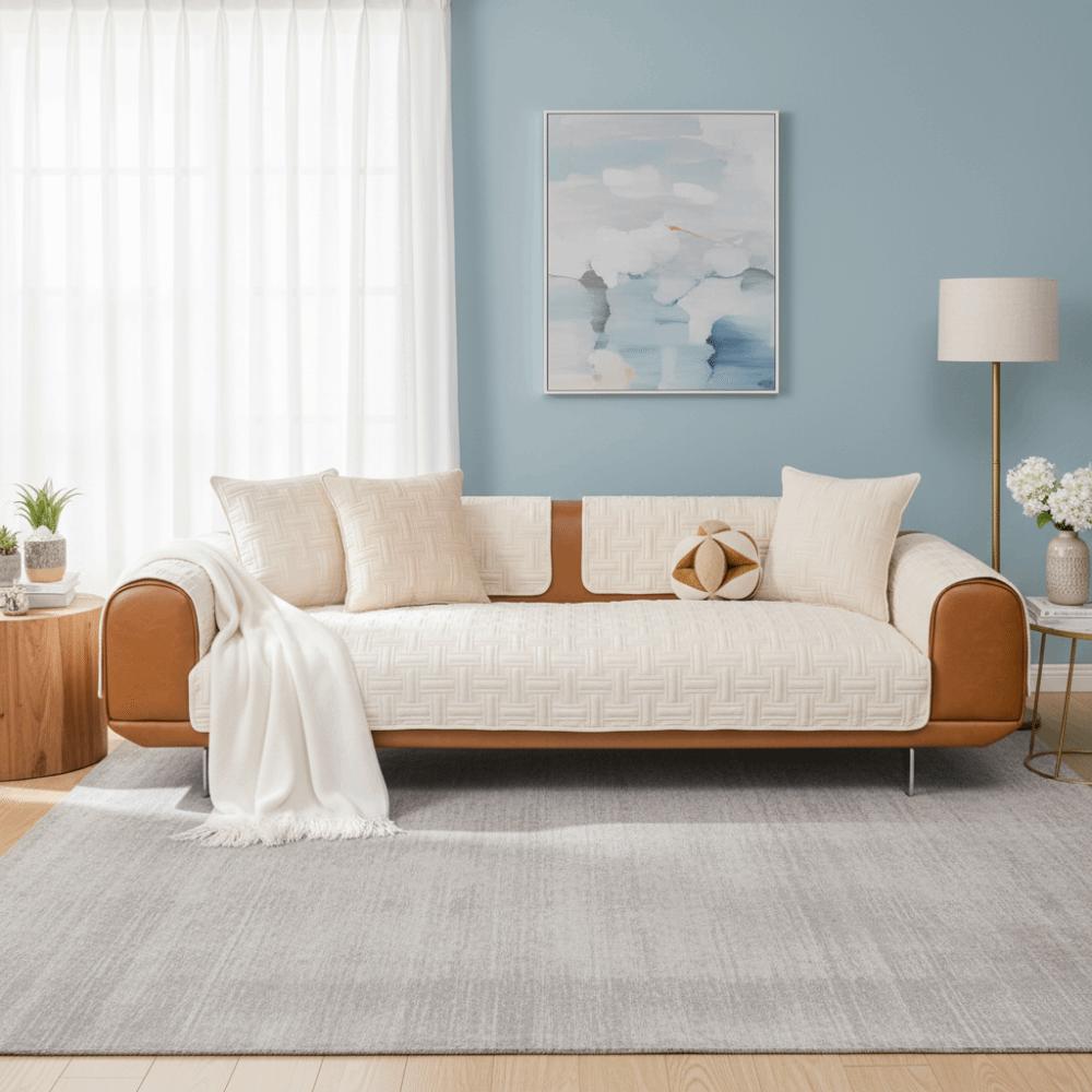 Weaving Pattern Crystal Velvet Sofa Cushion Warm Wearproof Sofa Seat Cover Cloth Nordic Style Non-Slip Sofa Towel Living Room