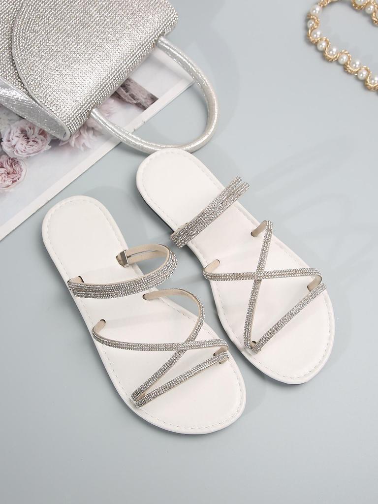 Plus Size Rhinestone Women's Two-Wear Non-Slip Sandals - Summer Fashion Outdoor Beach