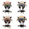 Plush Horn Knitted Hat With Soft Pompoms For Women Men Kids Winter Outdoor Activity Multiple Colors