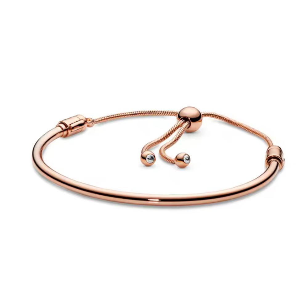 925 Silver Women's Bracelet with Heart T-shaped Buckle and Adjustable Bracelet, Fashionable DIY Jewelry Gift