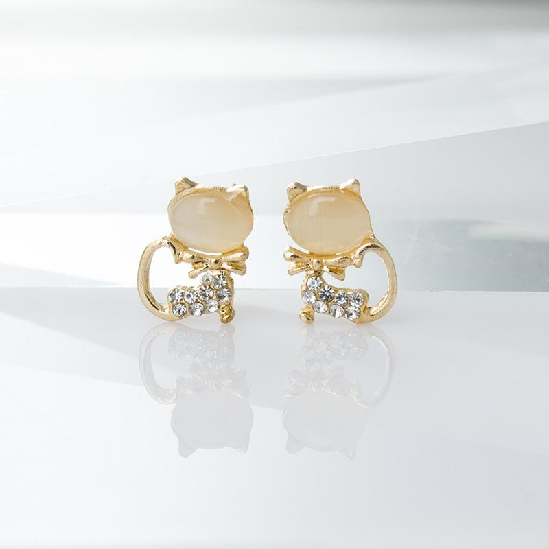 Hot Fashion Earrings/jewelry/Lovely Rhinestone Cat Cute Stud Gifts For Women Girls 2024