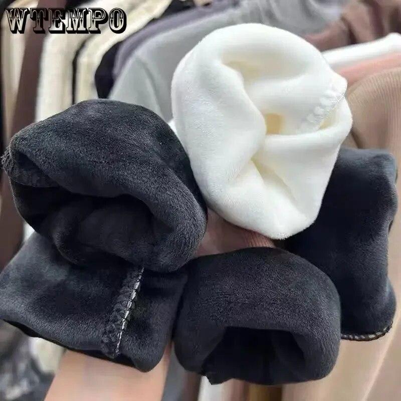 Integrovaný sametový hřejivý top Slim dámský pulovr Plyšový zateplený Polovysoký límec Spodní tričko Jednoduché ležérní Cestování Podzim Zima