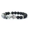 New Men Strand Bracelet Classic Fatima Braclet Natural Volcanic Rock Braslet Meditation Tibetan Brazalete Armband Herren Pulsera