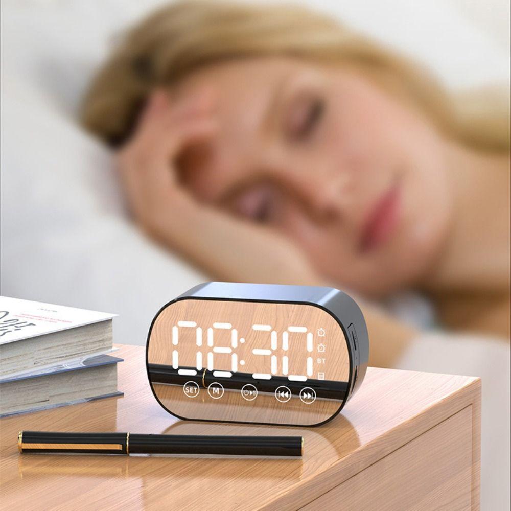 Rechargeable Bluetooth Speaker HD Mirror Display Music Player Dual Alarm Alarm Clock  Office