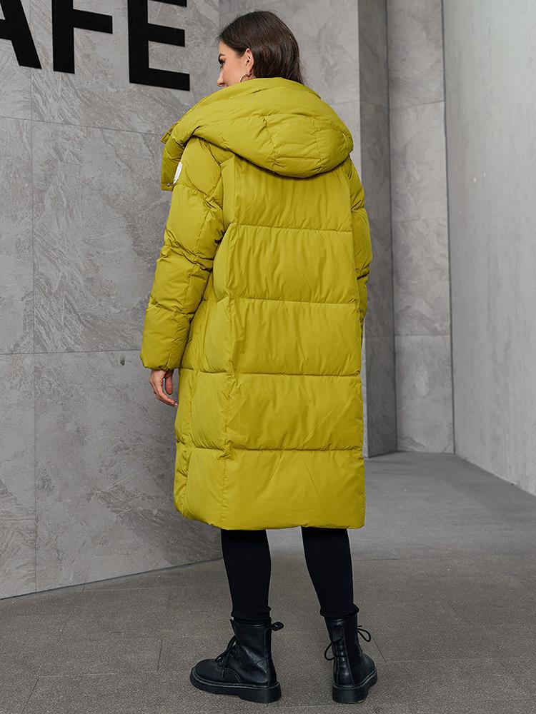 Cinemore Women's Jacket Long Fashion Grace Women Winter Down Jackets Zipper Pocket with Belt Parka High Quality Outwear 9110