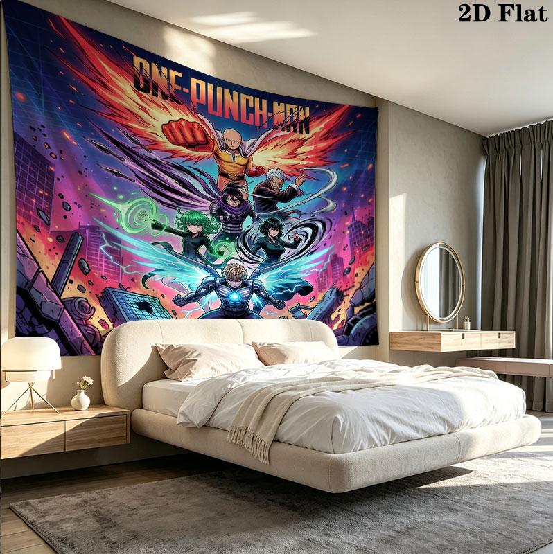Onepunch Man Wall Tapestry Aesthetic Wall Hanging Printed Fabric Blanket Decorative Tapestries For Bedroom Living Room Home Decor