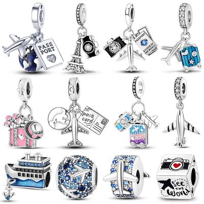 Mărgele Charm Avioane din Argint Sterling 925 pentru Femei Bijuterii DIY Pandantiv de Călătorie Se potrivesc Brățărilor Colierelor Cadou de Lux